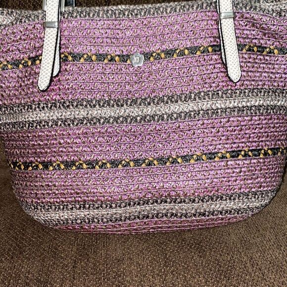ERIC JAVITS New York purple straw shoulder bag EUC - Picture 13 of 14